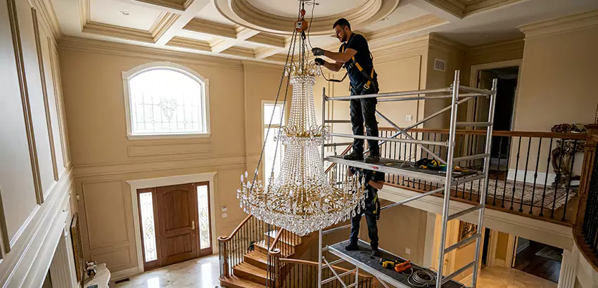 Two-Story Foyer Chandelier Installation in Titusville